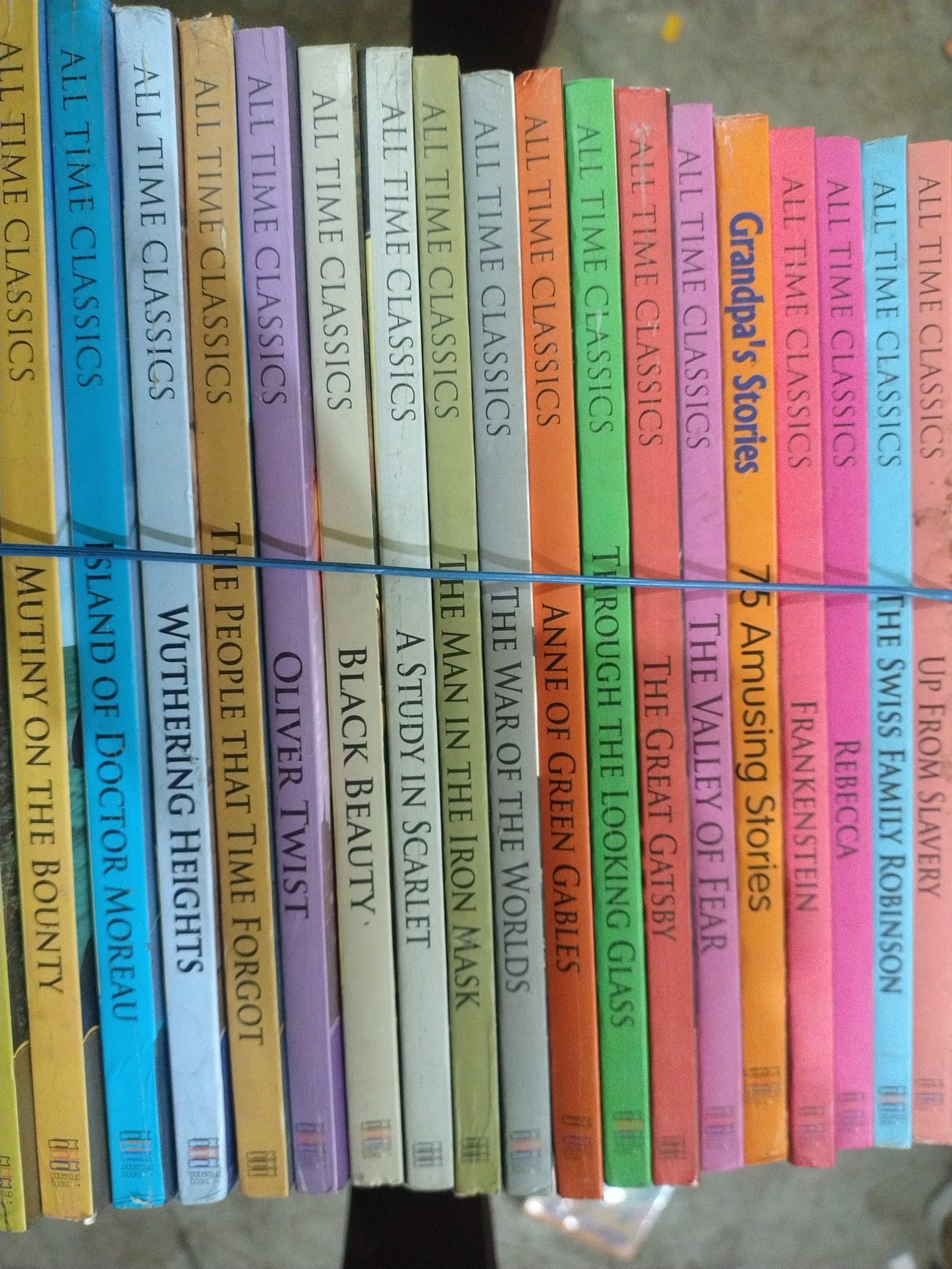 Cover of ALL TIME CLASSIC ( SET OF 21 BOOKS ) 1. Up From Slavery2. The Swiss Family Robinson3. Rebecca4. Frankenstein5. Grandpa's Stories6. 75 Amusing Stories7. The Valley of Fear8. The Great Gatsby9. Through the Looking Glass10. Anne of Green Gables11. The War of the Worlds12. The Man in the Iron Mask13. A Study in Scarlet14. Black Beauty15. Oliver Twist16. The People That Time Forgot17. Wuthering Heights18. Island of Doctor Moreau19. Mutiny on the Bounty20. The Adventures of Pinocchio21. Don Quixote